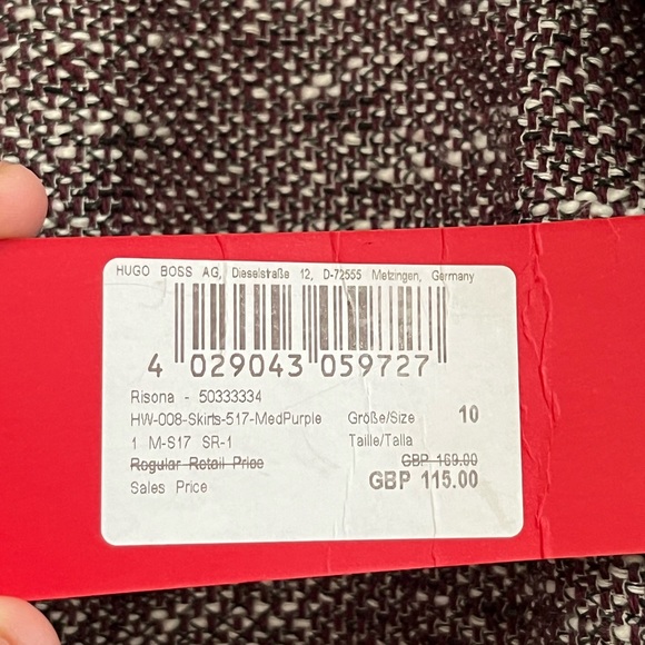 ☑️HUGO BOSS RED LABEL A LINE BUTTON FRONT TWEED WRAP MINI SKIRT - Picture 12 of 12